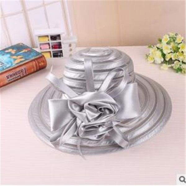 

new mesh church hats for women organza hat wide brim flat caps 6 colors, Blue;gray