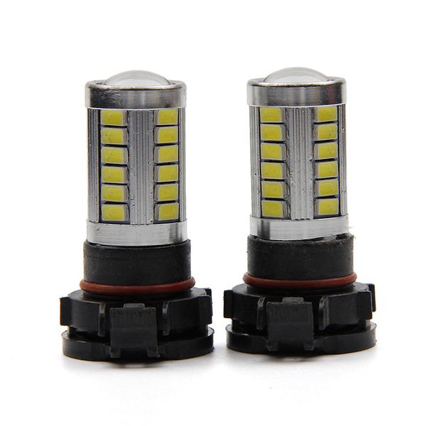 

2x 33smd h16 5202 led bulb 33 smd with lens led chips car fog light dc 12v 360 degree 850lm 6000k drl lamp light sourcing
