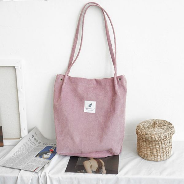 

fggs women shopping bags ladies corduroy+cotton one shoulder bags girls school women big capacity beach eco folding bag