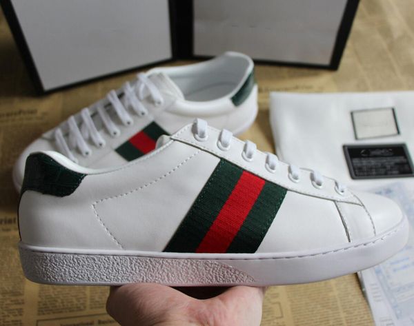

Best Quality Mens Womens Luxury Brand Designer shoes blue red blue striped ace white Genuine Leather Sneaker casual shoes size 34-46