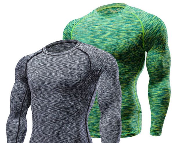 

fitness clothing 2018 autumn new men's solid color long-sleeved quick-drying tight-fitting sports running clothing, White;black