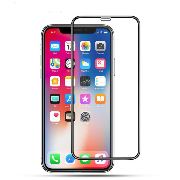 Per iPhone XR XS Max Full Cover in vetro temperato 9H Protezione per schermo 5D anti-frantumazione per iPhone 7 8 Plus con confezione al dettaglio