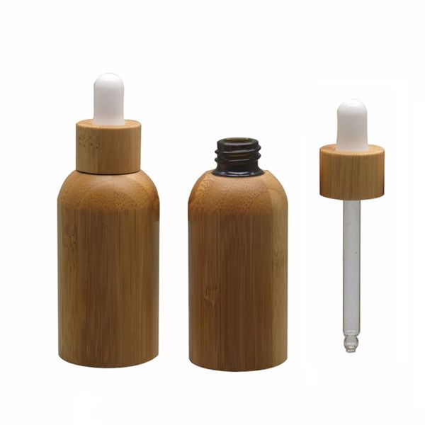 

50ml natural bamboo empty cosmetic essential oil bottle, professional dropper bottle with glass pipette, makeup containers f1471