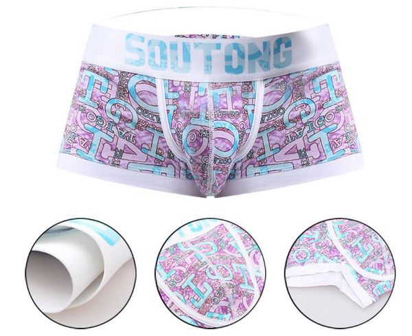 

men's underwear printed letters flat foot trousers young men's cotton pants are boxers low-rise pair of drawers 3piece/lot, Black;white