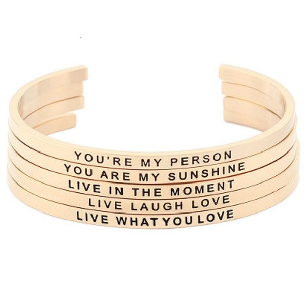 

stainless steel open cuff bracelet letter bangle engraved message motivational inspirational words vintage bracelets jewelry christmas gift, Black