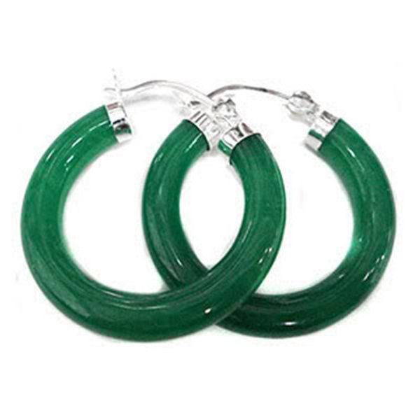 

lady's beautiful round green natural stoneearrings, Golden;silver