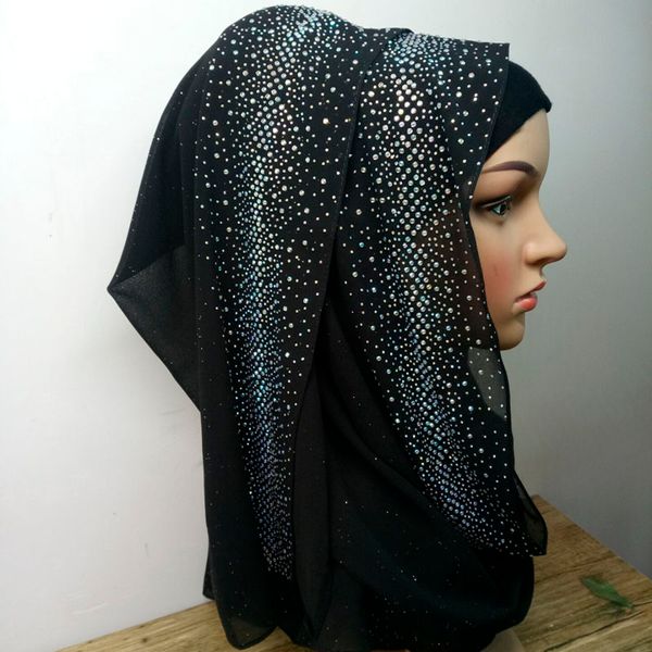 

scarf wrap bubble chiffon with crystal beads 180*70cm shimmer glittery scarf hijab shawl fashionable