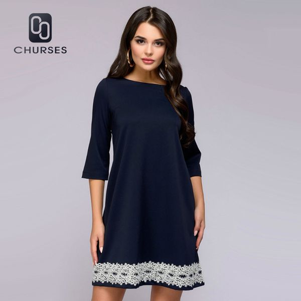 

women vintage lace patchwork dress half sleeve solid a-line o-neck party dress 2018 autumn new fashion women mini, White;black