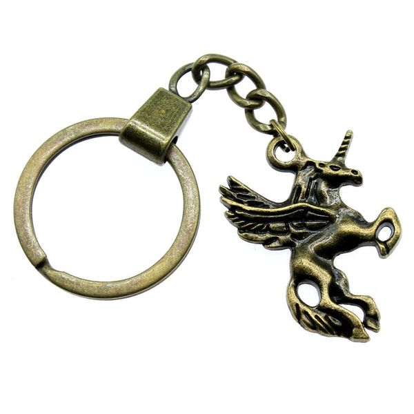 

6 pieces key chain women key rings couple keychain for keys lucky horn horse 36x25mm, Slivery;golden