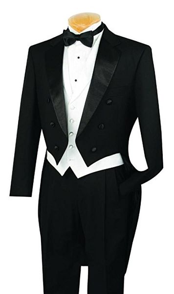 

classic groomsmen notch lapel groom tuxedos tailcoat/morning style men suits wedding/prom man blazer( jacket+pants+vest+bow tie )m200, Black;gray