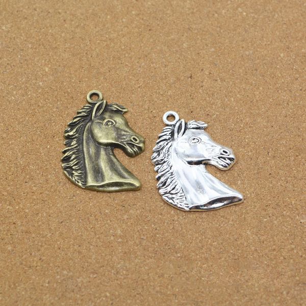 

3 pieces/lot 42mm*29mm antique silver plated metal charms horse head charm penddant for jewelry making jewelry making wholesale, Bronze;silver