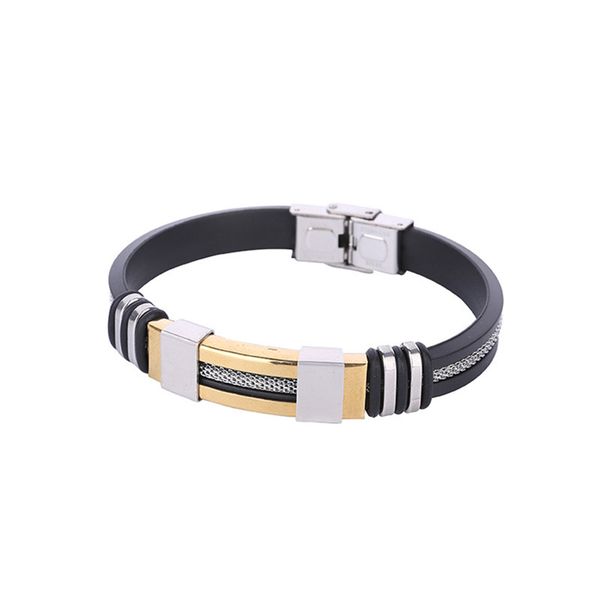

black stainless steel men bracelets 2018 new design wristband punk style silicone bracelet simple charm bracelets for women r5