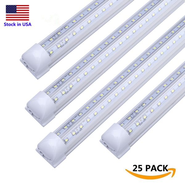 8ft LED Light Lights V Forma T8 LED Tubo Luz 8FT 2FT 4FT 5FT 6FT 8 Pés 120W Lâmpada de Double Row Luzes AC85-277V Linkable Loja Luz