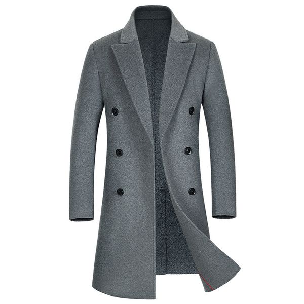 

2018 winter quality wool coat men's casual long wool coat men's solid color casual fashion jacket xd545, Black