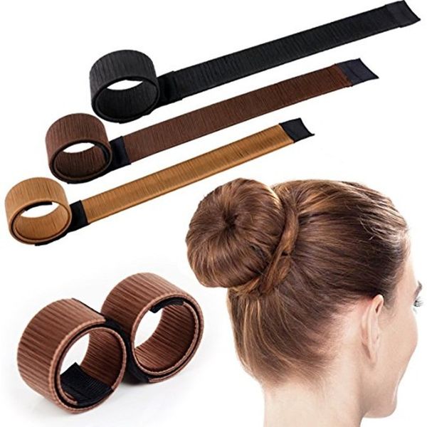 

fashion diy hair styling tools women donut former foam french twist bun maker, Brown