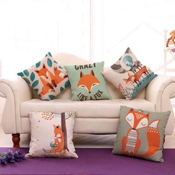 

fashion animal pillowcase 3d print sketch styles beautiful fox pillow cover invisible zipper square polyester 8a0677 pillow case