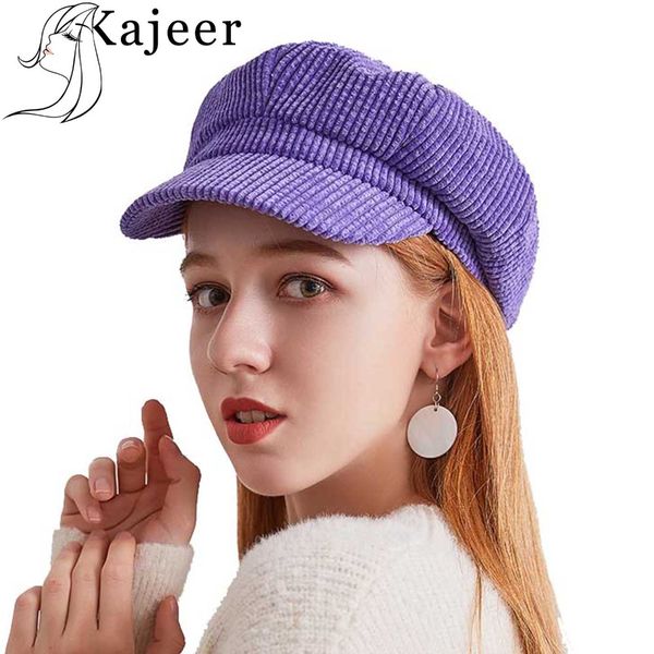 

kajeer arrival women stripe corduroy berets cap fashion hat outdoor casual caps wintera hats for women, Blue;gray