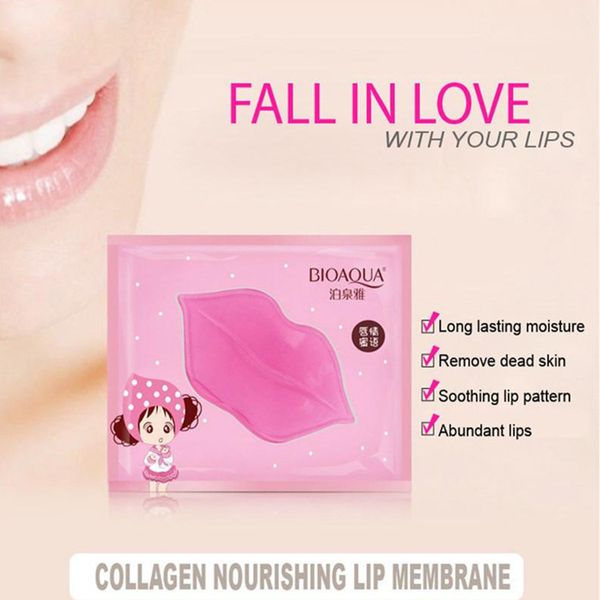 NOVO BIOAQUA Cristal Collagen Lip Máscara de umidade Essence Lip Care Pads Anti Aging rugas patch Pad Gel Para Maquiagem