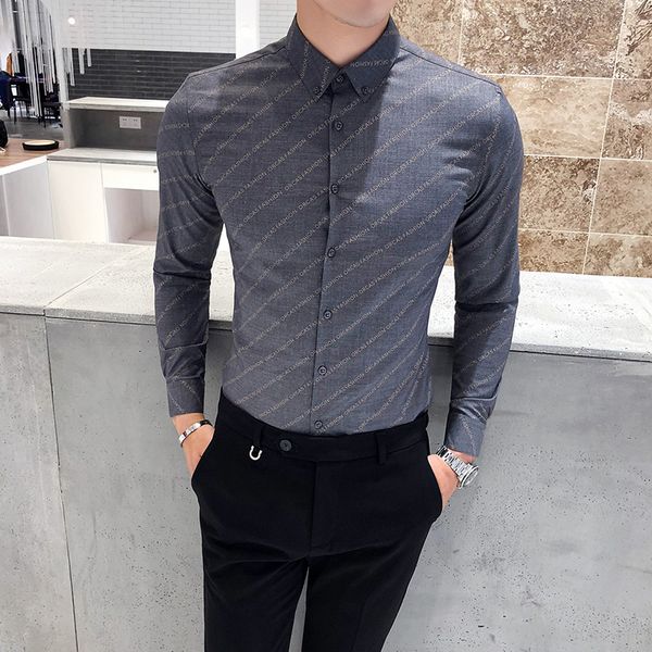 

2018 new long-sleeved shirt men's slim korean version of the trend twill shirt youth casual handsome wild inch clothing, White;black