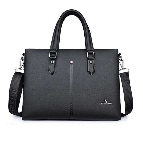 

high end business handbag men briefcase bag leather black luxury hand-held designer lapbag embossed office large briefcase