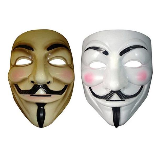

vendetta mask anonymous mask of guy fawkes halloween fancy dress costume white yellow 2 colors for sale