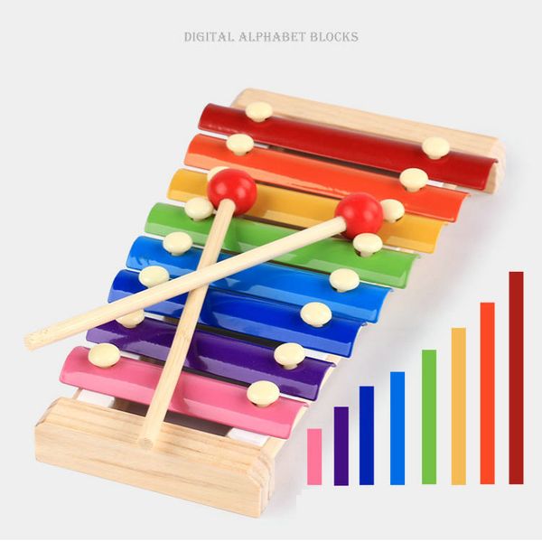 

wood hand knocks the xylophone serinette Eight piano the eight scales on piano digital alphabet blocks Children's baby toy piano gift DHL 10