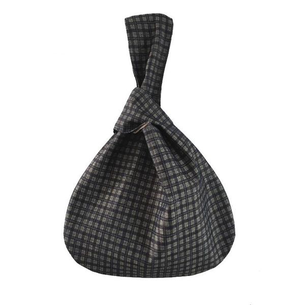 

women denim bag handmade plaid hand bag japanese style retro wrist bags female small tote plaid cowboy handbags mujer