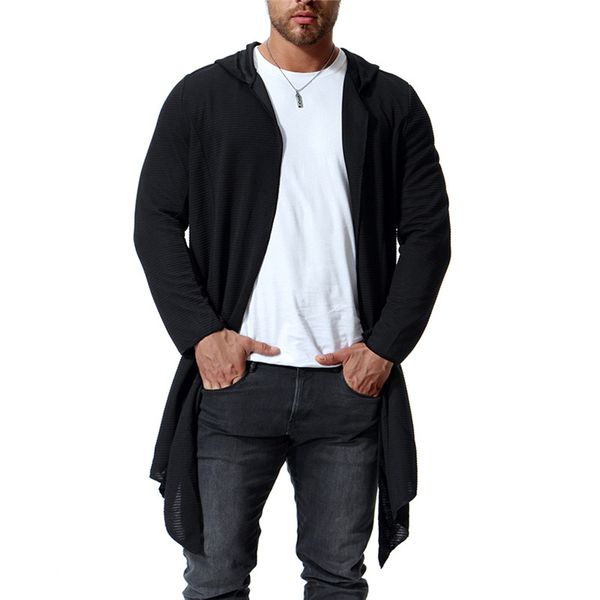 

2018 autumn new large size long section without buckle windbreaker european and american style hooded cape coat size -4xl 5xl, Tan;black