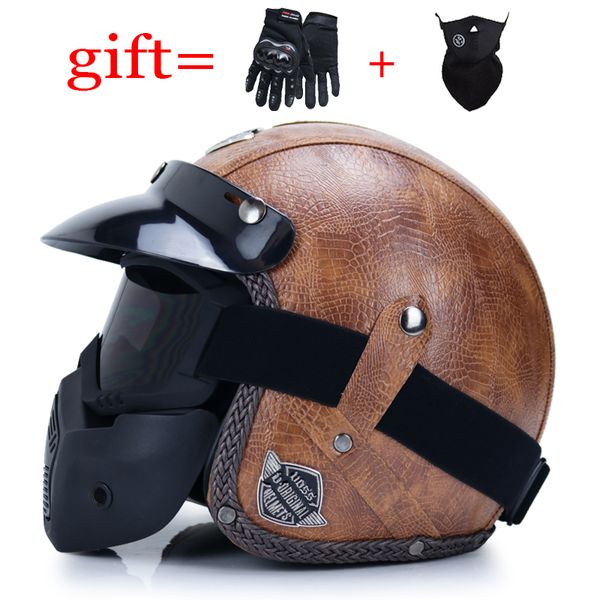 

latest leather 3/4 open face motorcycle helmet vintage cruiser chopper scooter retro helmet cafe motorcycle