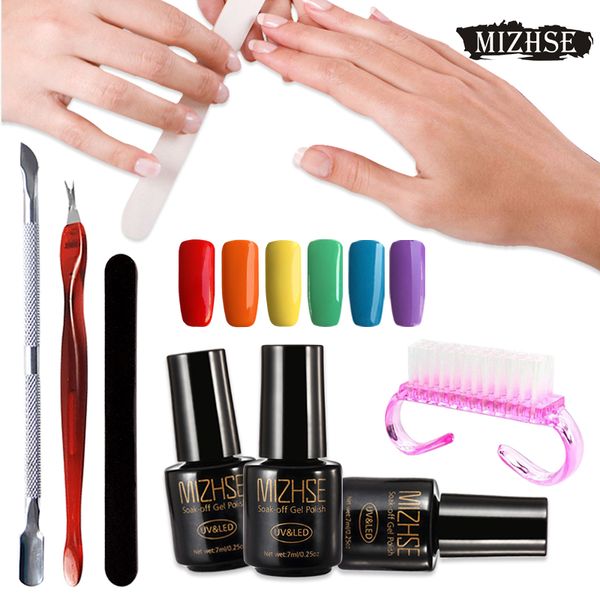 

mizhse full set diy soak-off gel polish & base coat gel nails polish kit nail manicure kits need uv led bling lamp