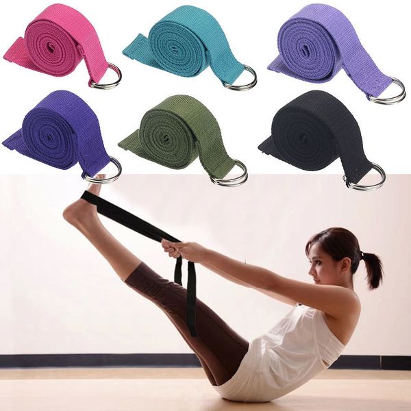 

multi-colors women yoga stretch strap d-ring belt fitness exercise gym rope figure waist leg resistance fitness bands cotton