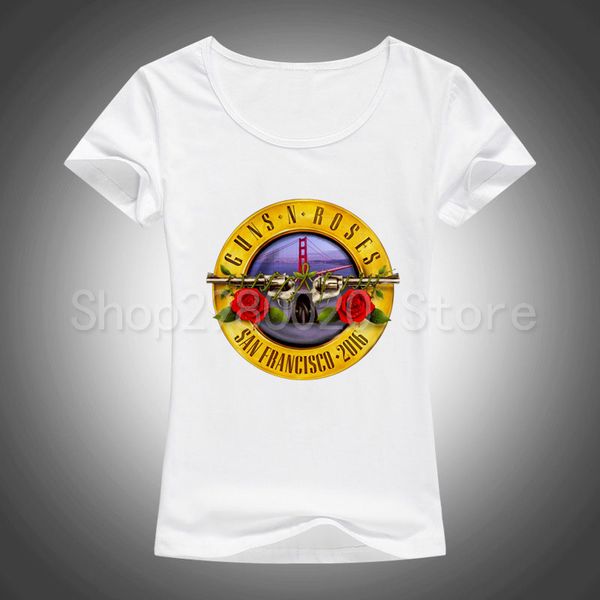 

casual t-shirts graphic tees women t shirt guns n roses print harajuku short sleeve o-neck tumblr summer women clothes, White