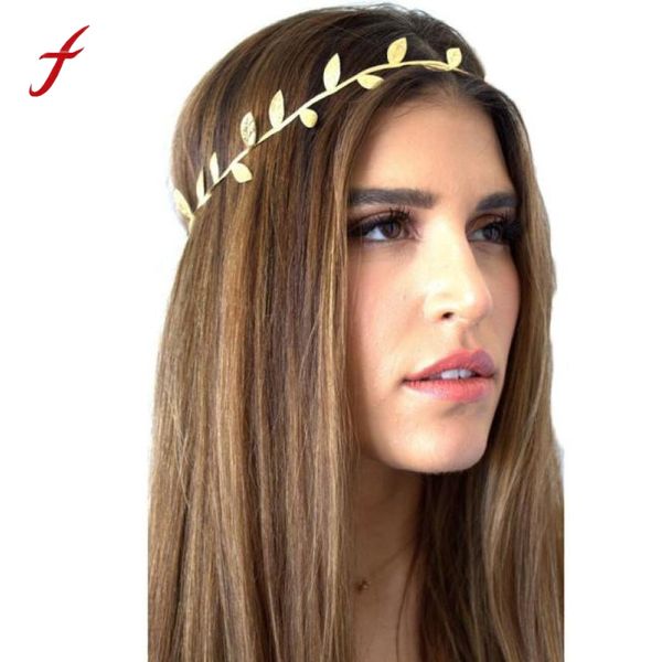 

2018 headwear bronzing leaves women fashion elastics for girl hair headband gold silver apparel accessories headpiece