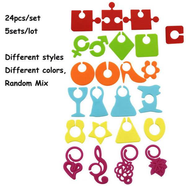 

24 pcs/set party dedicated wineglass silicone label red wine glasses marker bar cup accessories puzzle shoes dress shape y022