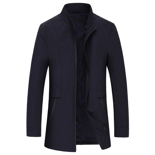 

2018 men's fashion stand collar trench coat men windbreaker business casual jackets coats men's classic jacket, Tan;black