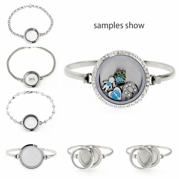 

10pcs 316l stainless steel bangle living memory locket bangle 30mm floating locket bracelet for floating charm women jewelry, Golden;silver