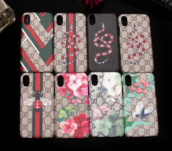 

For IPhone XS Max Vogue Phone Case for IPhone X 8 8plus 7 7plus 6 6s Plus Smartphone Skin Shell Cover with Popular Bee Flower Snake Printing