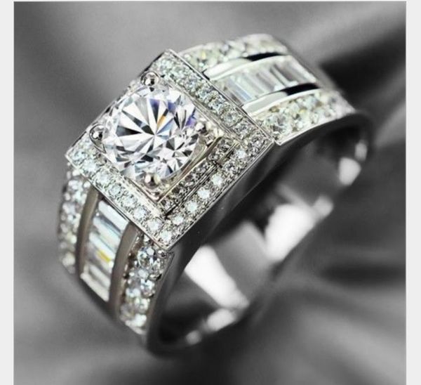 

european and american fashion men with zircon rings, Silver