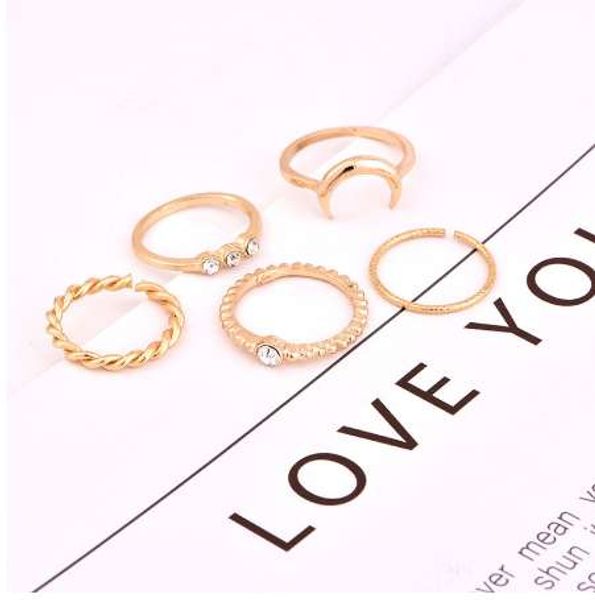 

brief 5pcs/set cz crystal midi rings for women bohemian moon charms rings wedding party punk jewelry valentines day gift anel, Silver
