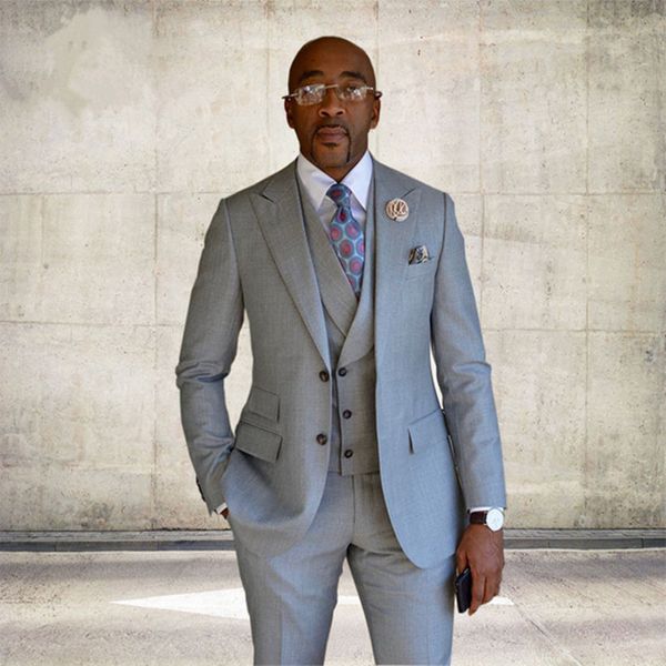 

custom made silver groom tuxedos men wedding suit 2018 groomsman suit mens wedding tuxedos ( jacket+pants+vest), Black;gray