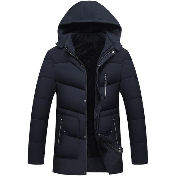 

2018 men jacket coats thicken warm windbreaker winter jackets casual men's parka hooded outwear cotton-padded chaqueta hombre, Black