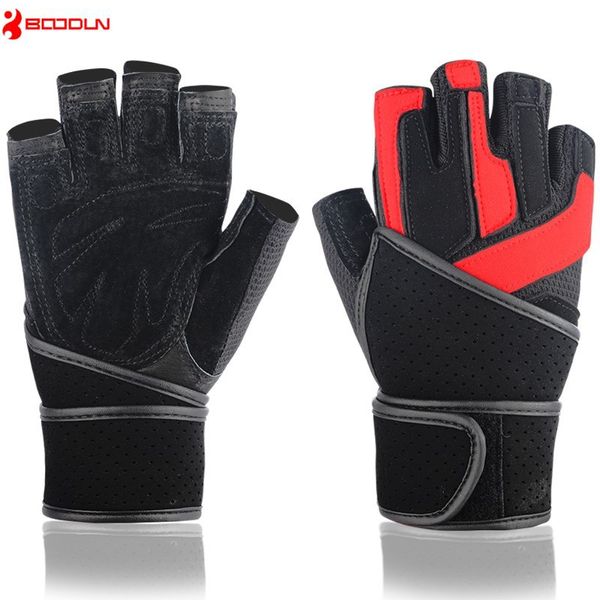 

brand men's fitness gloves half finger crossfit dumbbell wrist guard groves sports weight lifting workout training luvas gym equipment, Black