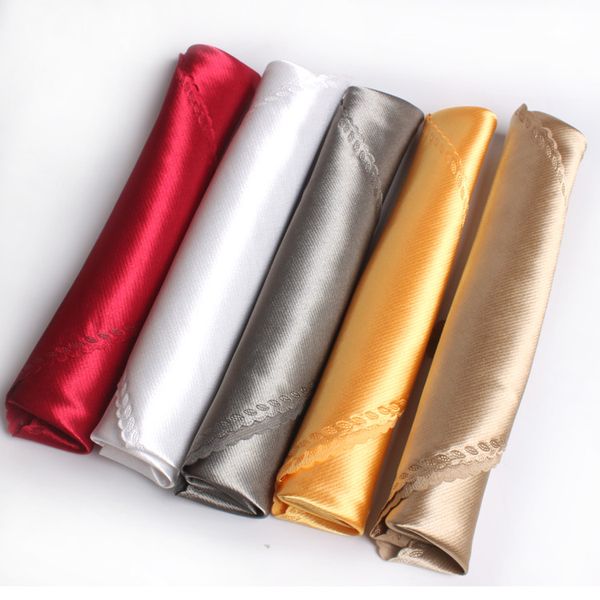 

5 colors cloth napkins satin napkins 48*48cm high grade square napkins for star l restaurant banquet