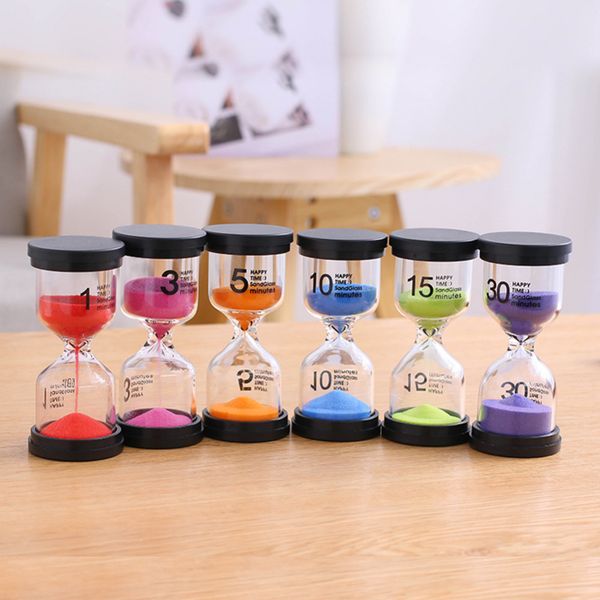 

1pc 6 colors home ornament deskmini sand clock timers 1/3/5/10/15/30 minutes hourglass timer for children brush teeth 9x5cm
