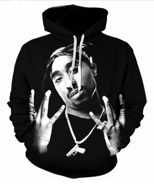

wholesale--legend rapper 2pac tupac funny 3d print men women hoodies street wear casual pockets sweatshirt clothing zgxl039, Black