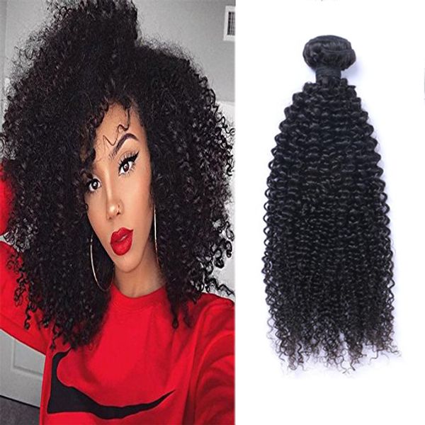 

brazilian virgin human hair kinky curly unprocessed remy hair weaves double wefts 100g/bundle hair wefts, Black