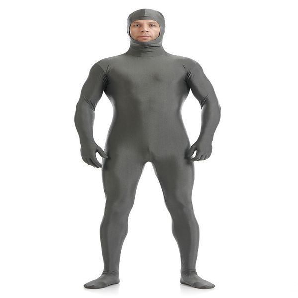 

sof005) gray lycra spandex full body fetish zentai skin tights bodysuit cosplay costume unitard jumpsuit dancewear, Black