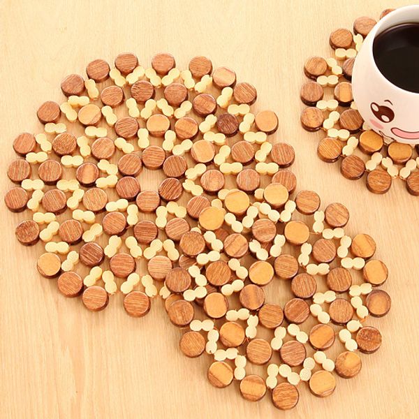 

bamboo mattress thermal insulation pad, round hollow table mat, kitchen tableware mat