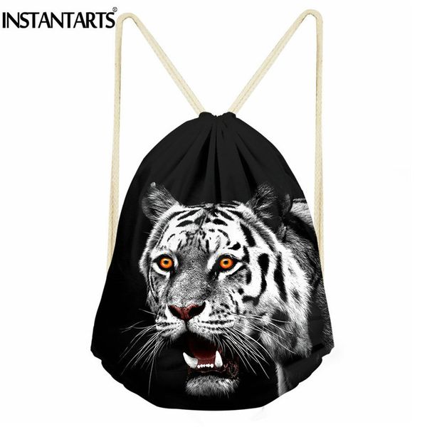 

instantarts 3d tiger printing sport gym bag men outdoor fitness yoga foldable drawstring bag boy ball string backpack cinch sack