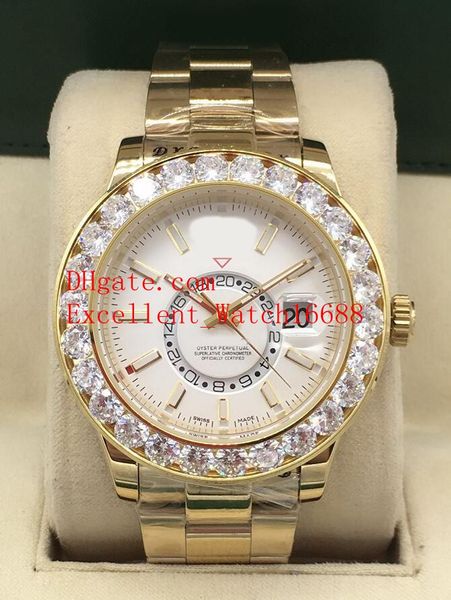 

4 style sell fashion wristwatches 44 mm 326938 326939 326934 18k yellow gold diamond bezel asian 2813 automatic mechanical mens watch, Slivery;brown